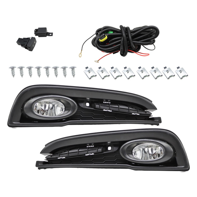 DURAFORCE Pair 2013-2015 Honda Civic Sedan Clear Fog Lights Bumper Lamps w/Wiring