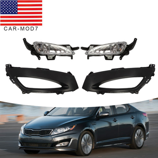 DURAFORCE 2011-2013 Kia Optima Front Bumper Fog Lights & Bezels Set Pair