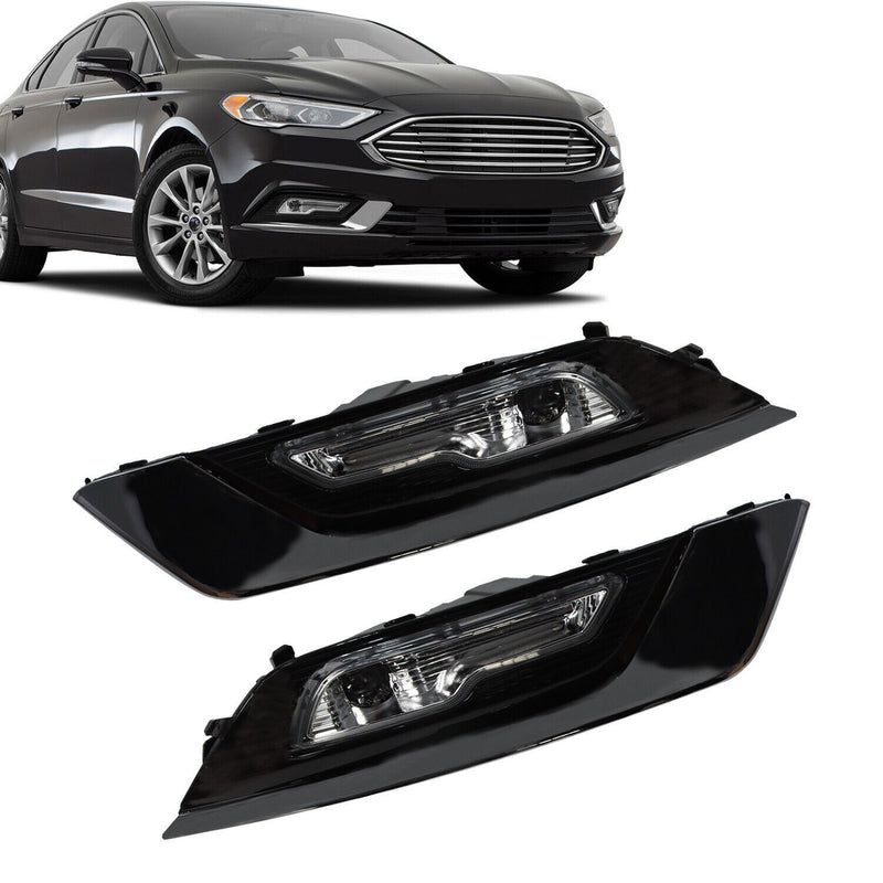 DURAFORCE Ford Fusion Mondeo 2017-2018 Front Bumper LED Fog Lights with Cover Bezel Pair