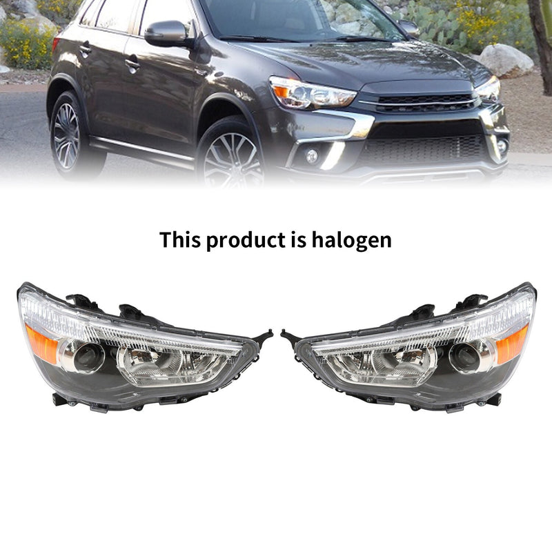 DURAFORCE Pair Halogen Headlights Front Lamps for 2011-2019 Mitsubishi Outlander Sport
