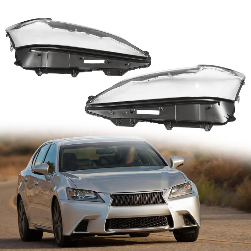 DURAFORCE Pair Headlight Lens Clear Cover LH & RH for 2013-2015 Lexus GS350 GS450h
