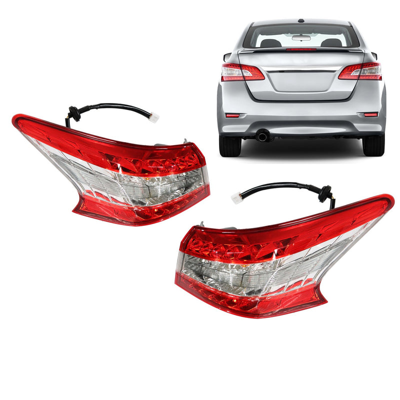 DURAFORCE Pair LED Tail Lights Outer LH RH for 2013-2015 Nissan Sentra Left & Right