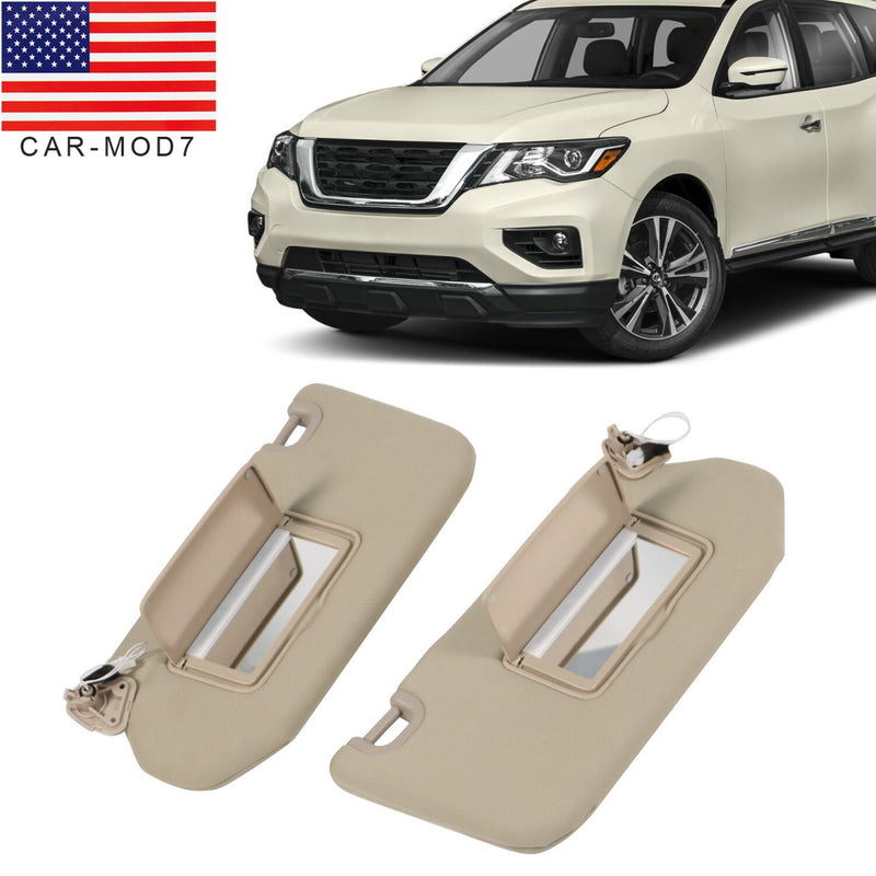 DURAFORCE Pair LH RH Sun Visor w/Lamp for 2013-18 Nissan Pathfinder 2014-17 Infiniti QX60