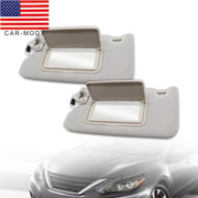 DURAFORCE Pair Sun Visor Gray w/ Light for 2013-2018 Nissan Altima Left & Right