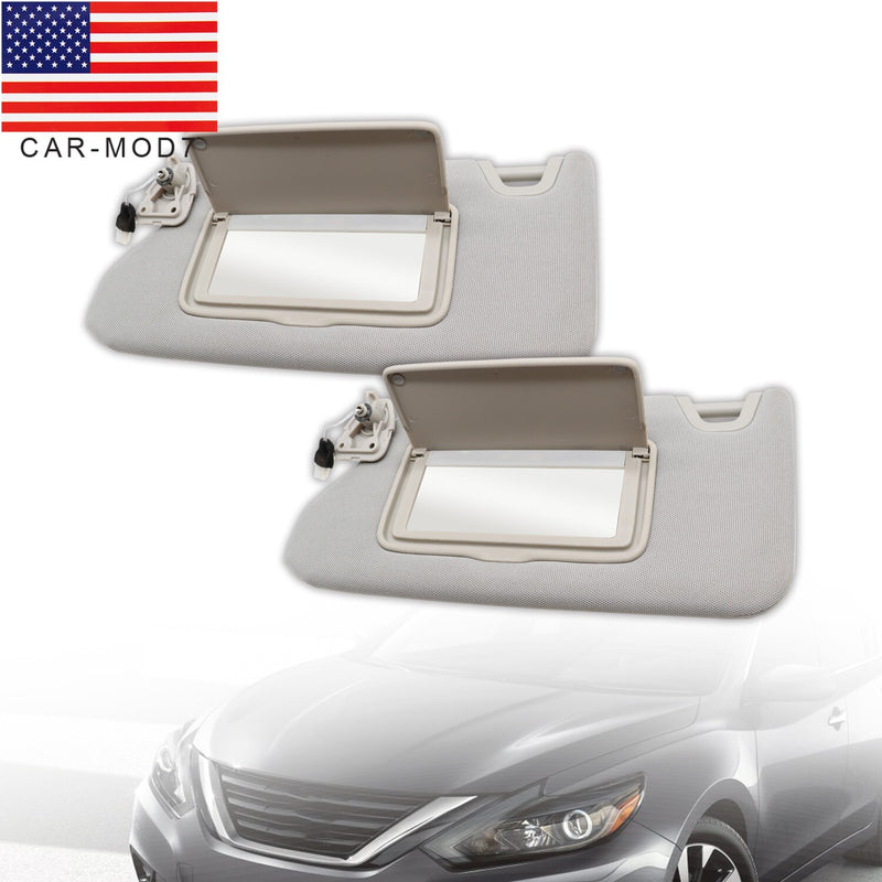 DURAFORCE Pair Sun Visor Gray w/ Light for 2013-2018 Nissan Altima Left & Right