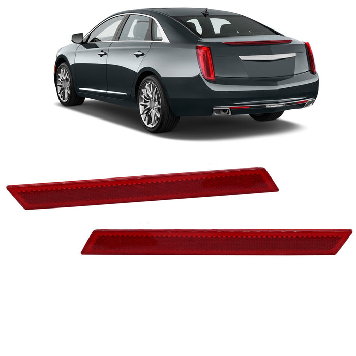 DURAFORCE Cadillac XTS 2013-2017 Red Rear Bumper Lower Reflector Light Trim Pair