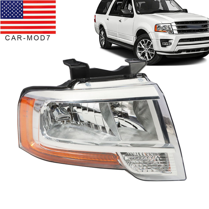 DURAFORCE 2015-2017 Ford Expedition Passenger Chrome Halogen Headlight with Bulbs
