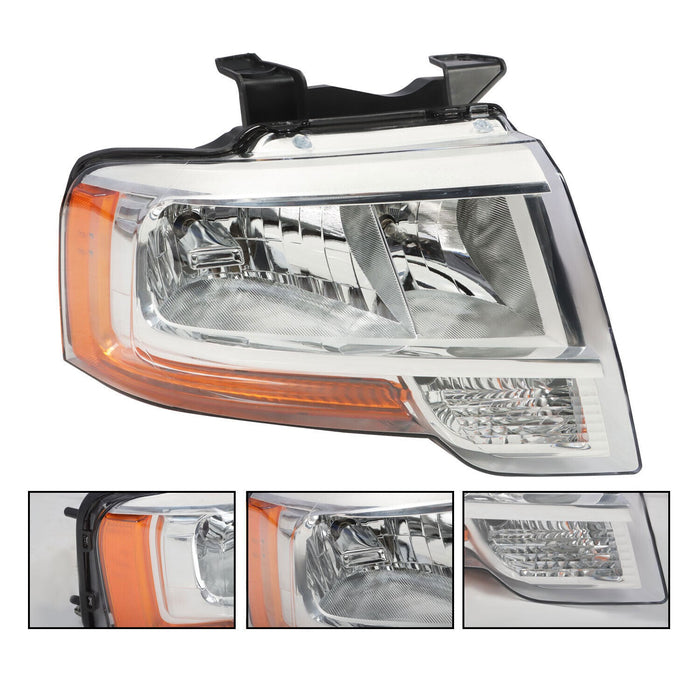 DURAFORCE 2015-2017 Ford Expedition Passenger Chrome Halogen Headlight with Bulbs