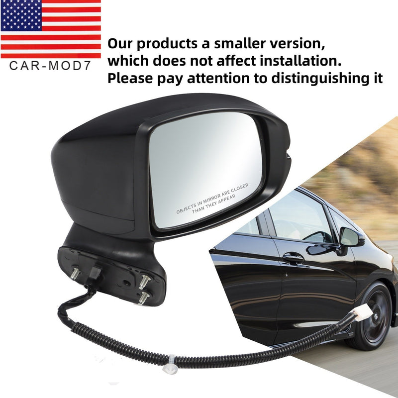 DURAFORCE Passenger Right Side Mirror Manual Fold Black 3Pin for Honda Fit 2015-2020