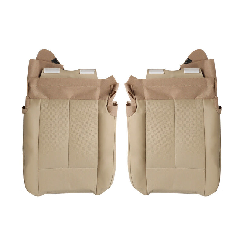 DURAFORCE PERF Tan Leather Driver & Passenger Seat Covers Bottom for 07-14 Ford Expedition