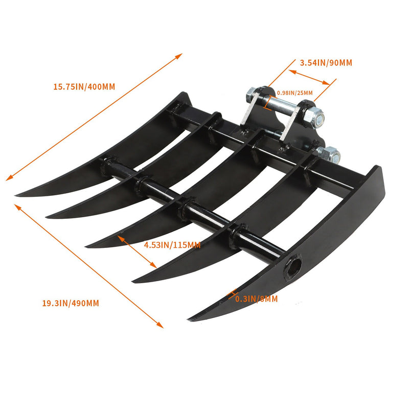 DURAFORCE Mini Excavator Rake Attachment 1-1.5 Ton Digger USA In Stock