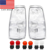 DURAFORCE Rare Clear Euro Rear Tail Lights Set for 99-02 Chevy Silverado GMC Sierra