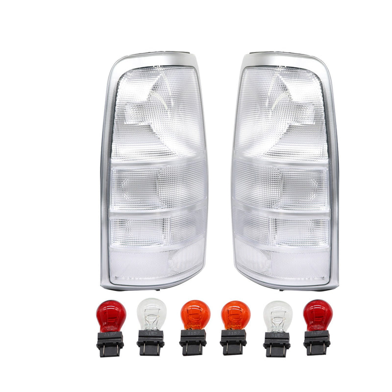 DURAFORCE Rare Clear Euro Rear Tail Lights Set for 99-02 Chevy Silverado GMC Sierra
