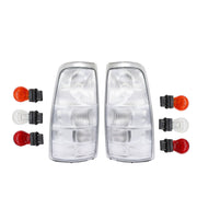 DURAFORCE Rare Clear Euro Rear Tail Lights Set for 99-02 Chevy Silverado GMC Sierra