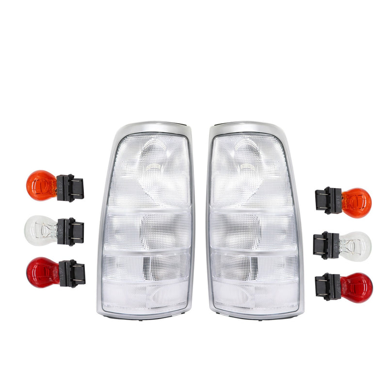 DURAFORCE Rare Clear Euro Rear Tail Lights Set for 99-02 Chevy Silverado GMC Sierra