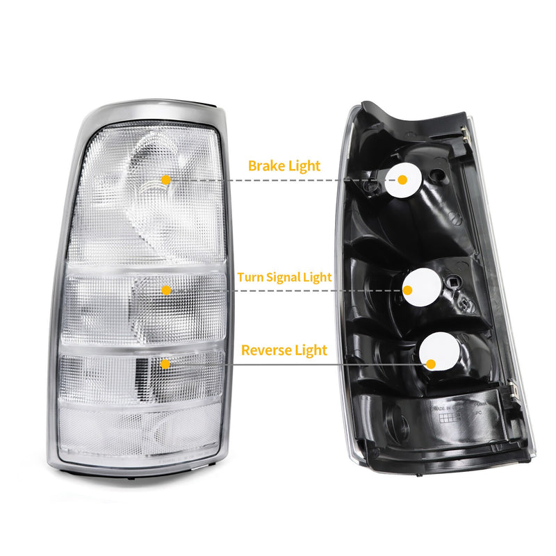 DURAFORCE Rare Clear Euro Rear Tail Lights Set for 99-02 Chevy Silverado GMC Sierra