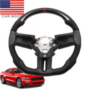 DURAFORCE Carbon Fiber Flat Leather Steering Wheel for Ford Mustang 2010-2014