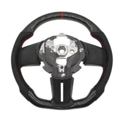 DURAFORCE Carbon Fiber Flat Leather Steering Wheel for Ford Mustang 2010-2014