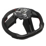 DURAFORCE Carbon Fiber Flat Leather Steering Wheel for Ford Mustang 2010-2014