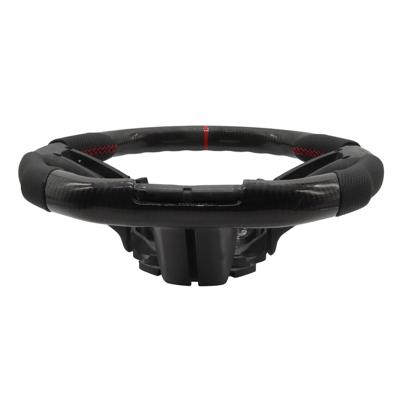 DURAFORCE Carbon Fiber Flat Leather Steering Wheel for Ford Mustang 2010-2014