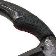 DURAFORCE Carbon Fiber Flat Leather Steering Wheel for Ford Mustang 2010-2014