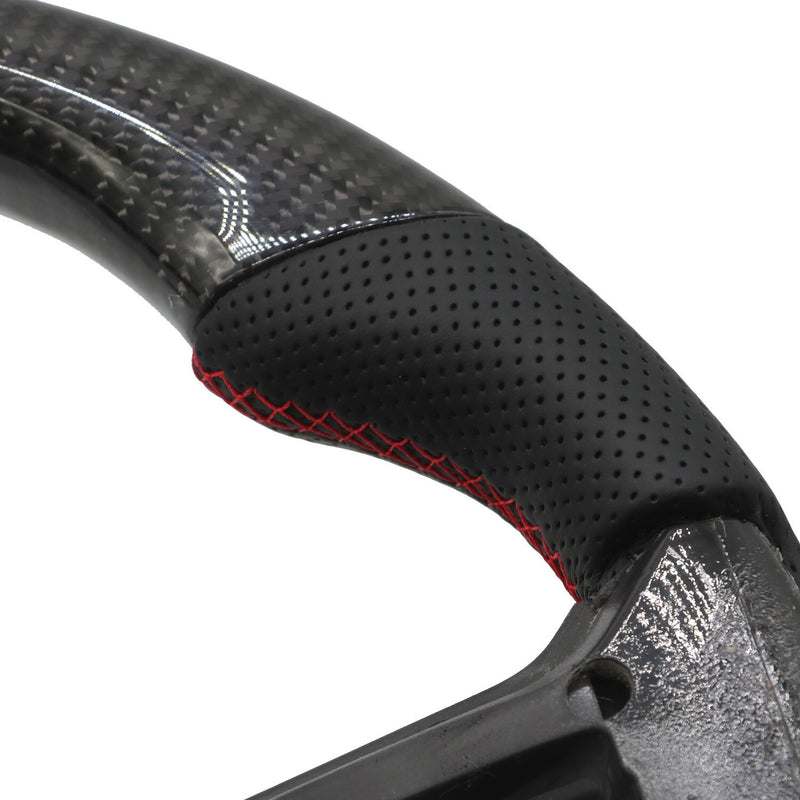 DURAFORCE Carbon Fiber Flat Leather Steering Wheel for Ford Mustang 2010-2014