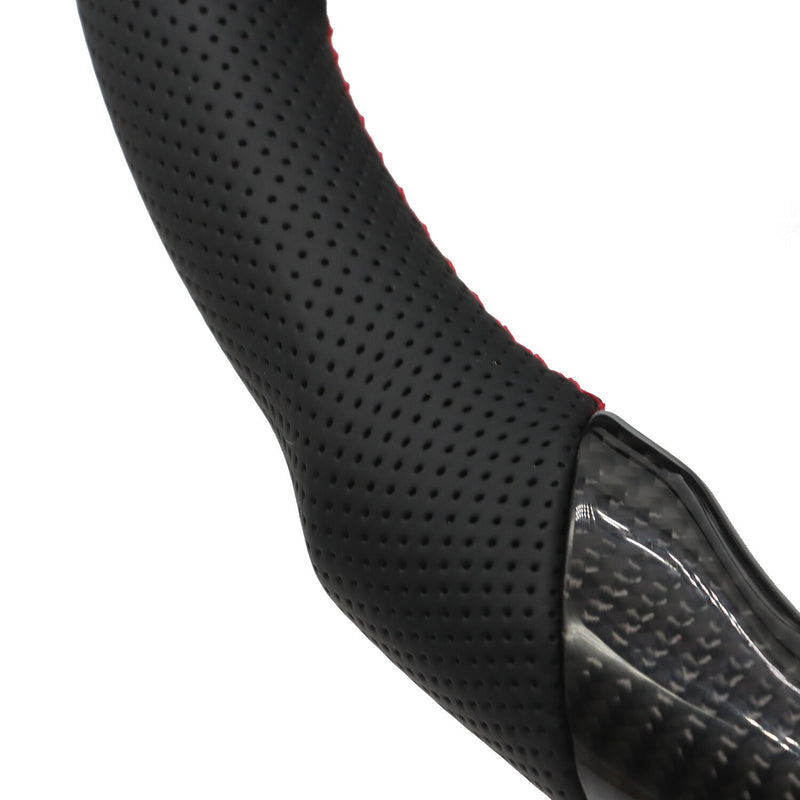 DURAFORCE Carbon Fiber Flat Leather Steering Wheel for Ford Mustang 2010-2014
