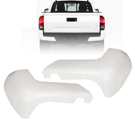 DURAFORCE Toyota Tacoma Rear Bumper End Cap White Set Pair 2016-2024 No Sensor Hole