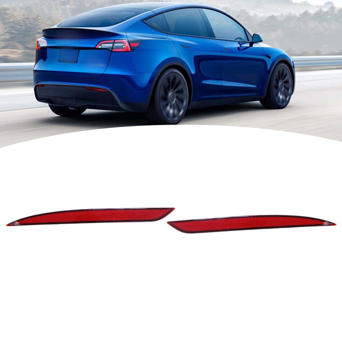 DURAFORCE 2020-22 Tesla Model Y Red Rear Bumper Reflector Marker Left & Right Pair