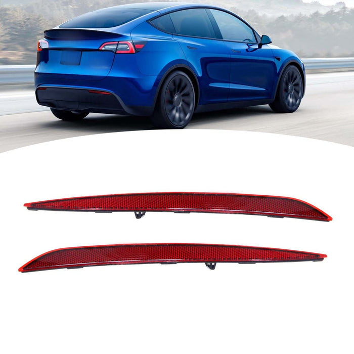 DURAFORCE 2020-22 Tesla Model Y Red Rear Bumper Reflector Marker Left & Right Pair
