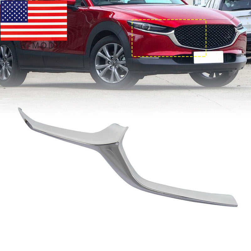 DURAFORCE Chrome Right Front Bumper Molding Upper Grille Trim for Mazda CX-30 2020-23