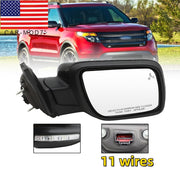 DURAFORCE Right Side Mirror RH 2011-2015 Ford Explorer Blind Spot Power Fold 11 Wires