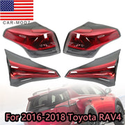 DURAFORCE 4PCS Tail Lights Set for 2016-2018 Toyota RAV4 Outer & Inner Left Right