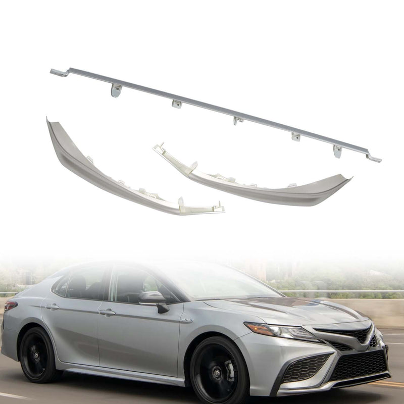 DURAFORCE Silver Front Bumper Grille Lower Molding Trims for 2021-2024 Toyota Camry SE XSE