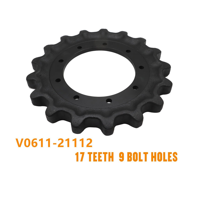 DURAFORCE Sprocket V0611-21112 for Kubota SVL90 SVL95 9 Holes 17 Teeth Replacement Part
