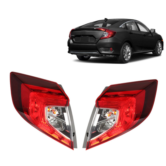 DURAFORCE 2016-2018 Honda Civic Tail Light w/Bulbs Left & Right Outer Taillamp
