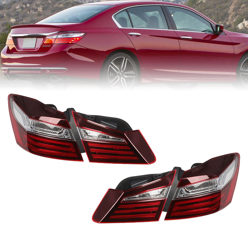 DURAFORCE 2016-2017 Honda Accord Left & Right Inner Outer Brake Tail Lights Set