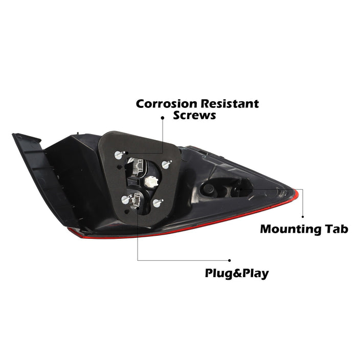 DURAFORCE 2016-2017 Honda Accord Left & Right Inner Outer Brake Tail Lights Set