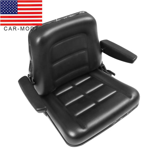 DURAFORCE Adjustable Tractor Seat with Backrest & Armrests for Lawn Mower Forklift Excavat