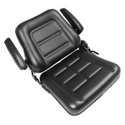DURAFORCE Adjustable Tractor Seat with Backrest & Armrests for Lawn Mower Forklift Excavat