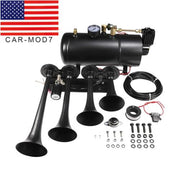 DURAFORCE Train Horn Kit 1G Air Tank 150psi 4 Trumpets Loud System for Truck Car Pickup