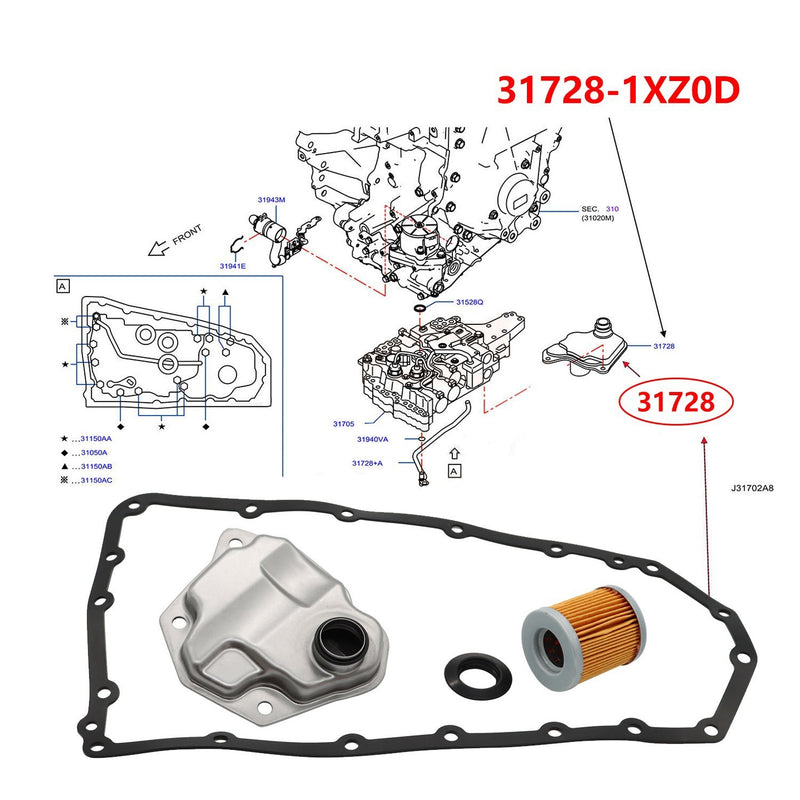 DURAFORCE Transmission Filter & Gasket Oil Cooler Filter for 2008-2015 Mitsubishi Lancer