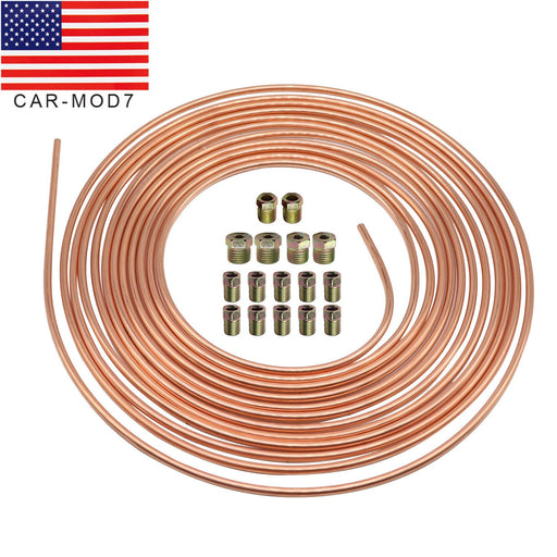 DURAFORCE 25 Ft 3/16 Copper Coated Flexible Brake Line Tubing Kit - Upgraded Quality