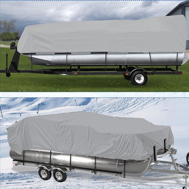 DURAFORCE Waterproof Boat Cover Gray for 21-24FT Trailerable Pontoon Fabric