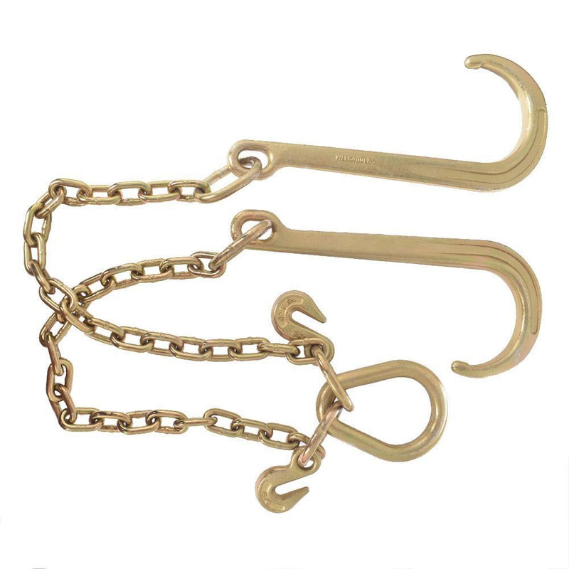 DURAFORCE 15" G70 V-Chain J Hooks 2" Flatbed Tow Truck Rollback Wrecker Carrier