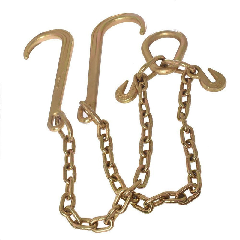 DURAFORCE 15" G70 V-Chain J Hooks 2" Flatbed Tow Truck Rollback Wrecker Carrier