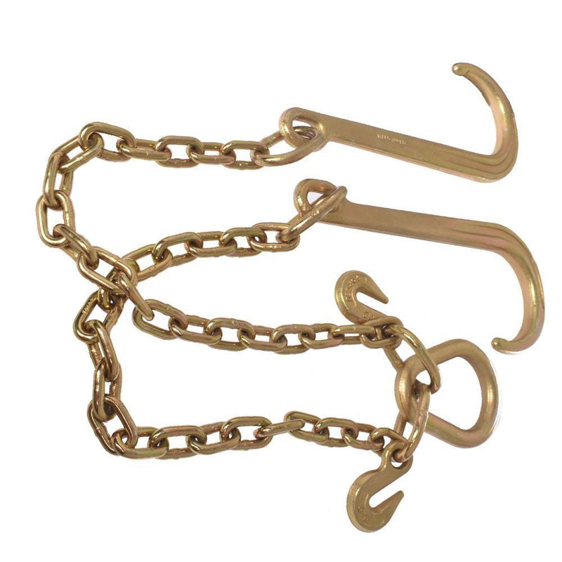 DURAFORCE 15" G70 V-Chain J Hooks 2" Flatbed Tow Truck Rollback Wrecker Carrier