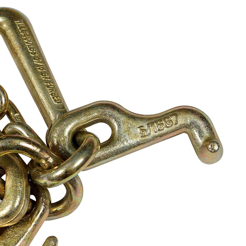 DURAFORCE Unused 2PC G70 5/16"x10' Tow Chain J Hook Long Shank w/ Grab Hook Set