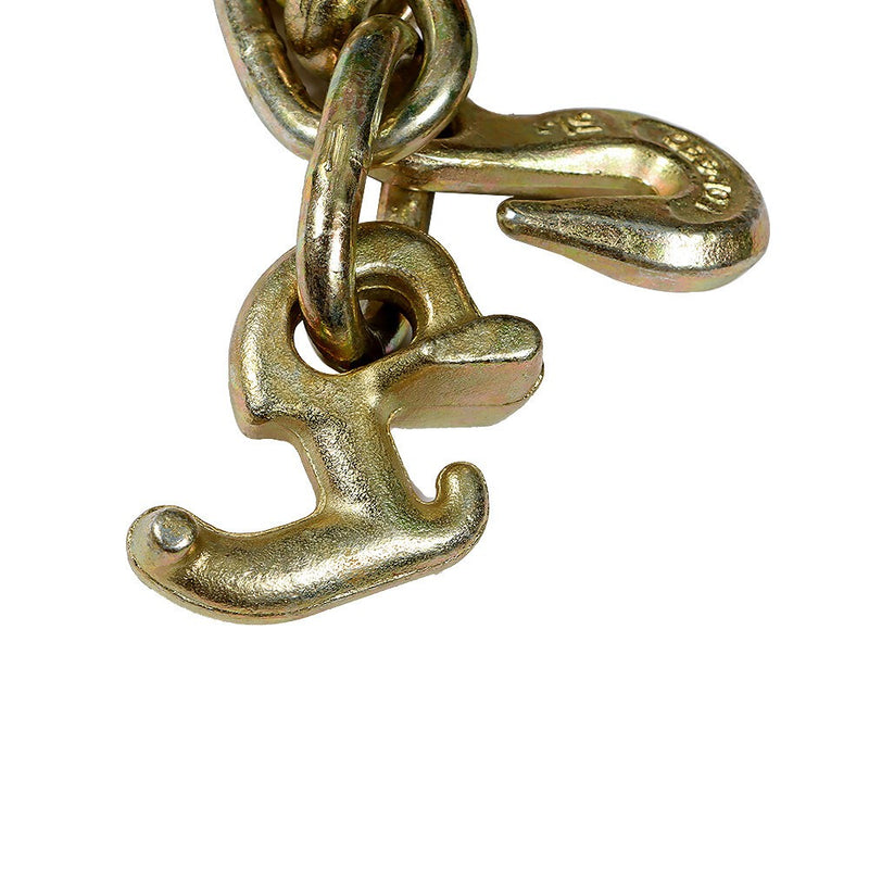 DURAFORCE Unused 2PC G70 5/16"x10' Tow Chain J Hook Long Shank w/ Grab Hook Set