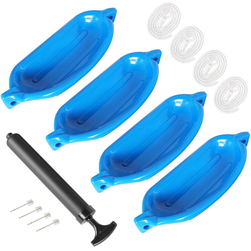 DURAFORCE Marine Boat Fender Bumper Shield Pack of 4 Vinyl Ribbed 6.5x23" Protection